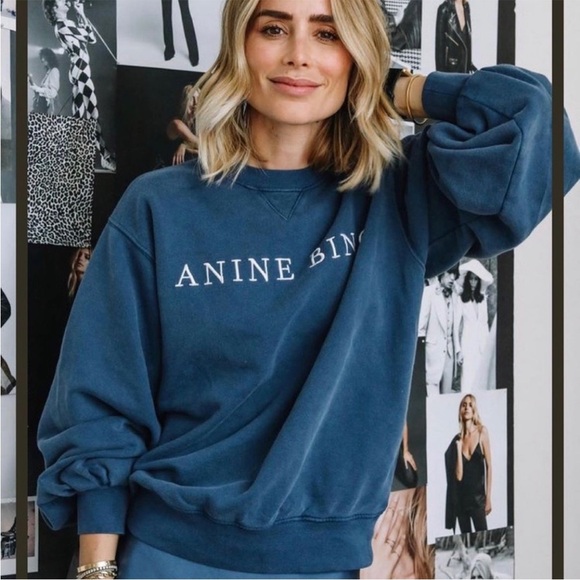 Anine Bing Tops - Anine Bing Navy Blue Sweatshirt